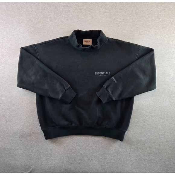 Essentials Fear Of God Sweatshirt Mens M Black FOG Oversized Mock Neck Pullover - Picture 1 of 12